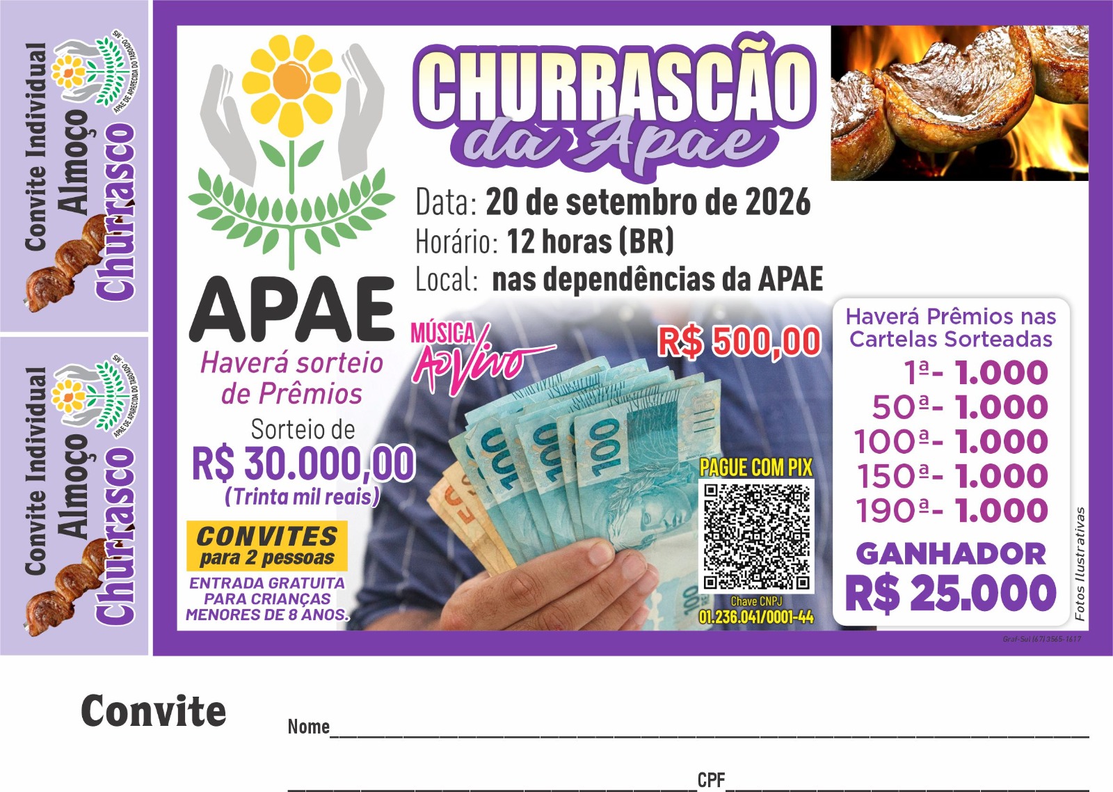 APAE lança Churrascão Dançante Solidário com R$ 30 mil em prêmios
